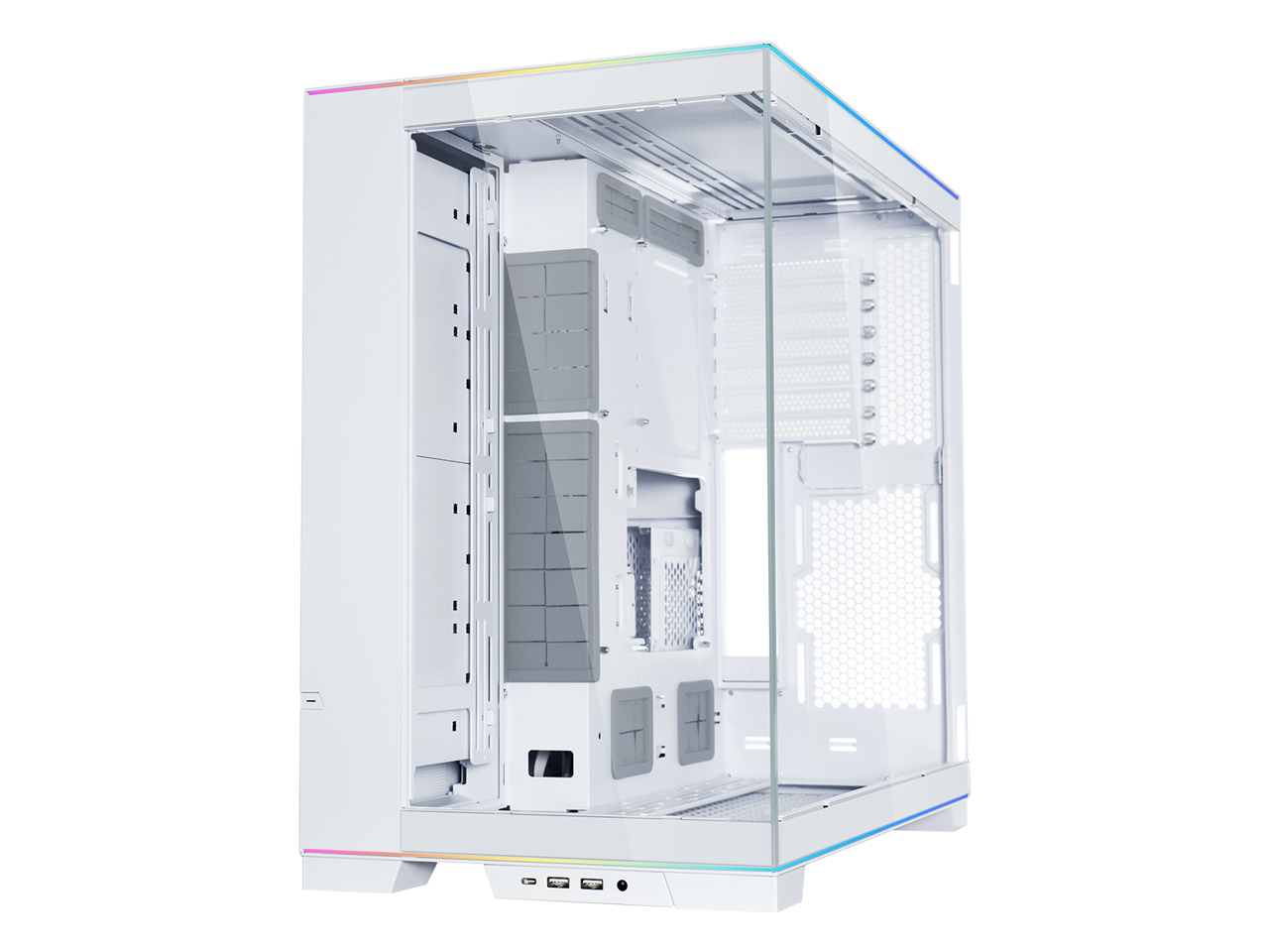 Alt View 5. Lian Li - LIAN LI O11 EVO RGB  White Aluminum / Steel / Tempered Glass ATX Mid Tower Computer Case ----O11DERGBW - White.