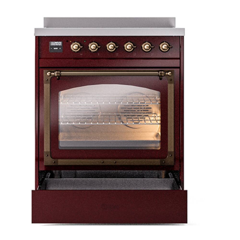 Alt View 3. ILVE - ILVE Nostalgie II 30 inch Induction Range with 4 Induction Elements (Burgundy) - Burgundy.