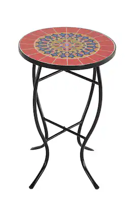 Jiallo - Mosaic Art Collection Sunflower Accent Table - Red