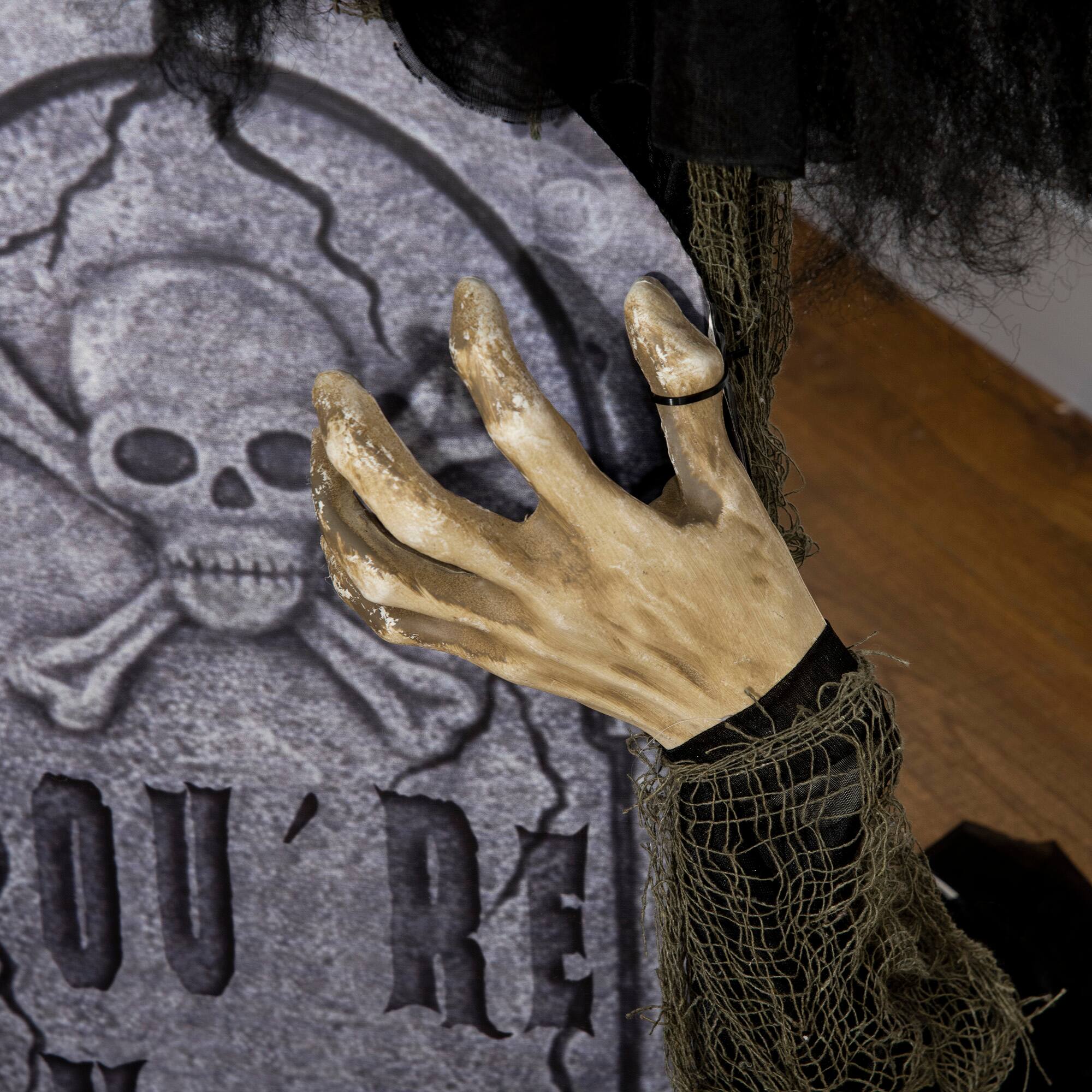 Alt View 7. Outsunny - 30" Life Size Outdoor Halloween Decorations Female Ghost with Tombstone, Animated Prop Animatronic Décor - Multi-Colored.