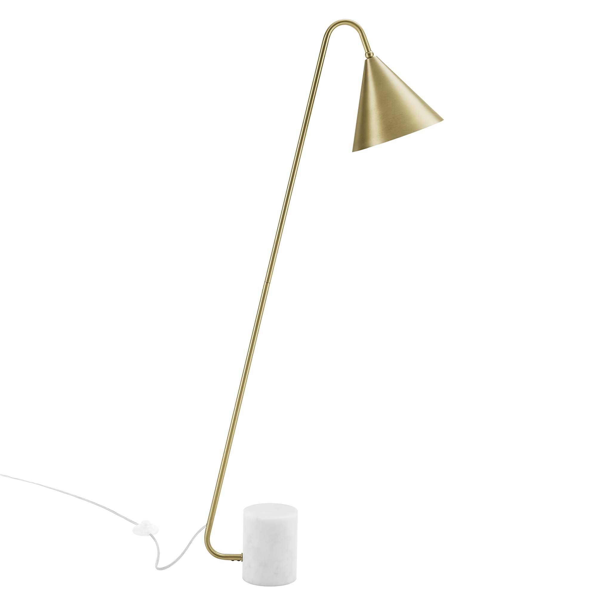 Alt View 2. Modway - Ayla Marble Base Floor Lamp by Modway - Satin Brass.