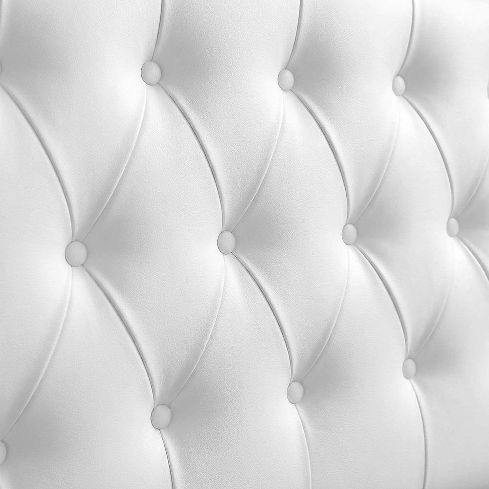 Back. FurniFact - Upholstered Vinyl Full Headboard with Durable Padding and Classic Design - White.