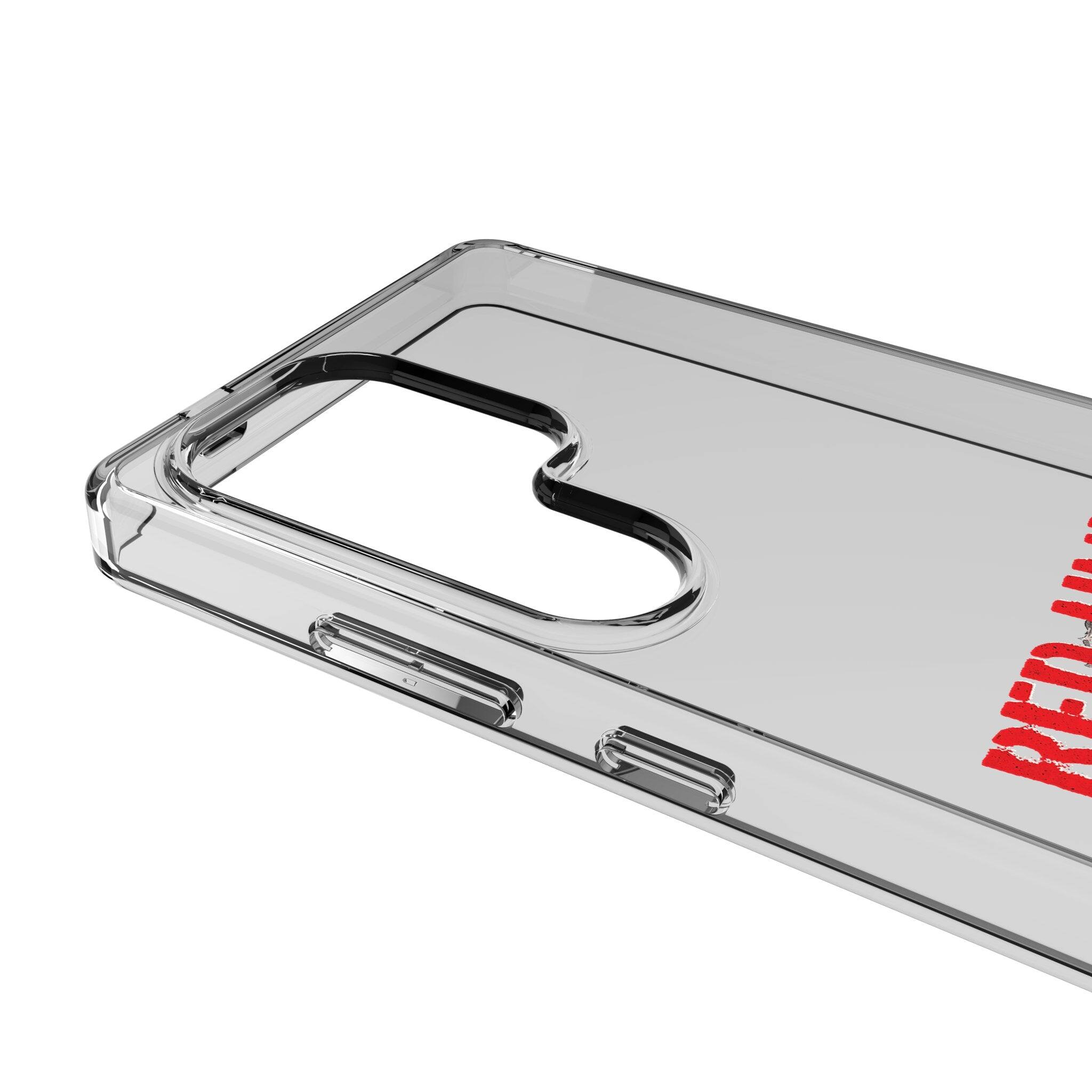 Left. Keyscaper - Marvel Badge Clear Phone Case - Samsung Galaxy S25 Plus - Red Hulk.