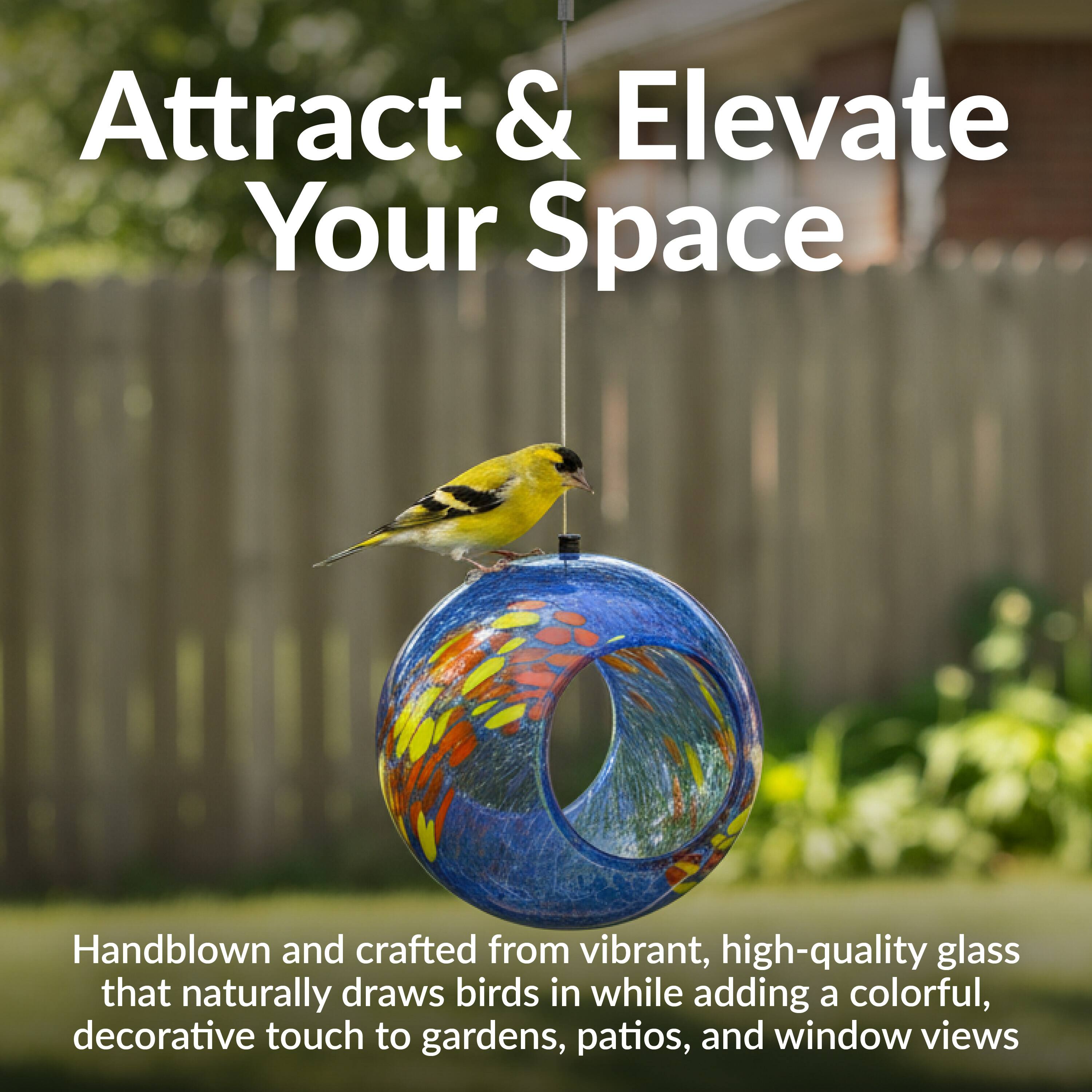 Attract & Elevate Your Space

Handblown and crafted from vibrant, high-quality glass that naturally draws birds in while adding a colorful, decorative touch to gardens, patios, and window views.