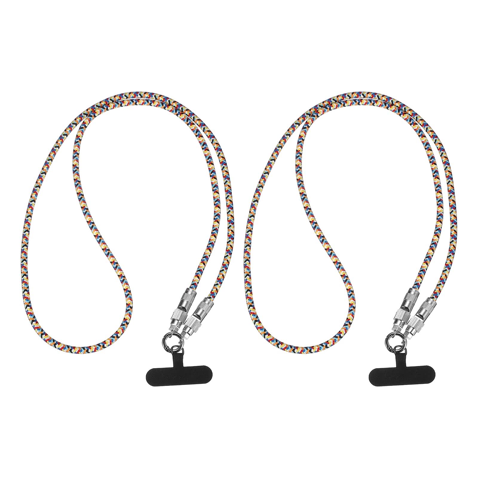 Unique Bargains - 2pcs 47" 2-in-1 Data Transfer Cord Phone Crossbody Wrist Strap with USB-C to USB-C Fast Charging Cable - Colorful