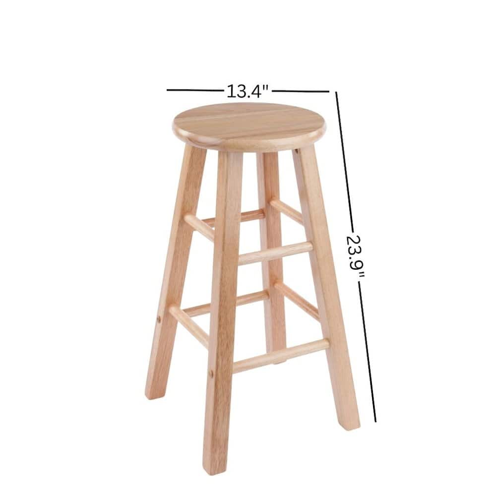 FurniFact - Solid Wood Kitchen Stools Set of 2, Bar Chairs for Counter Seating - Natural