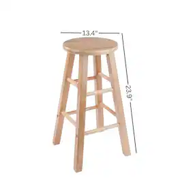 FurniFact - Solid Wood Kitchen Stools Set of 2, Bar Chairs for Counter Seating - Natural