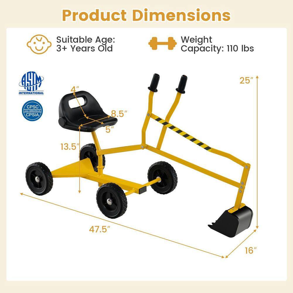 Product Dimensions  
Suitable Age: 3+ Years Old  
Weight Capacity: 110 lbs  

4"  
8.5"  
5"  
13.5"  
47.5"  
25"  
16"