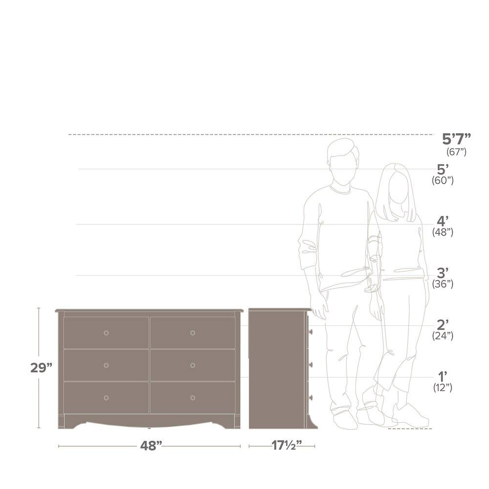 5'7" (67")  
5' (60")  
4' (48")  
3' (36")  
2' (24")  
1' (12")  

29"  
48"  
17½"