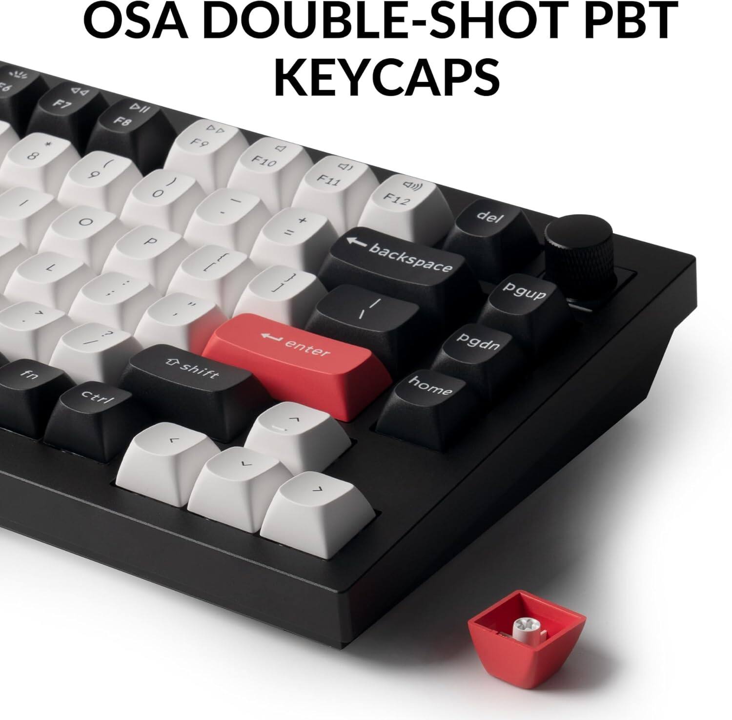 The text on the image reads: "OSA DOUBLE-SHOT PBT au- KEYCAPS."