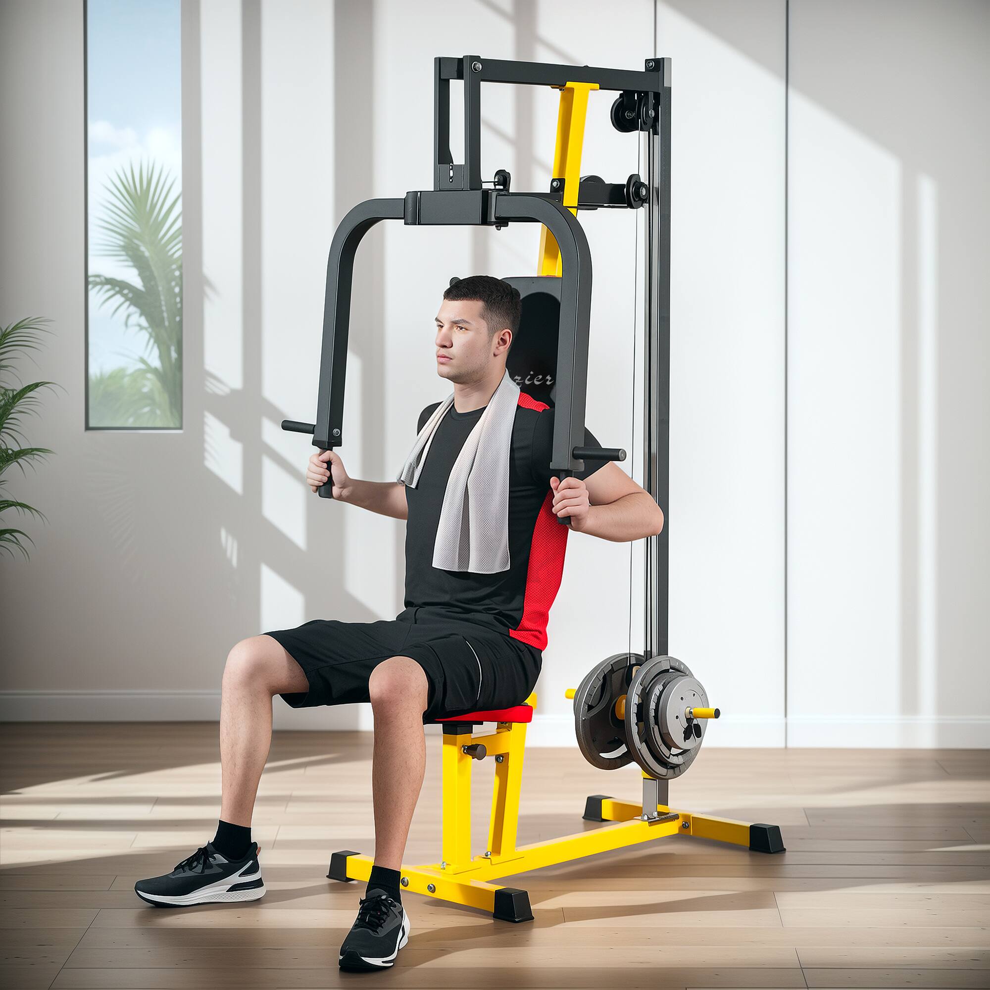 Alt View 1. Soozier - Chest Fly Machine and Chest Press Station, Delt Machine Home Gym Equipment for Chest, Back, Pectoral - Yellow.