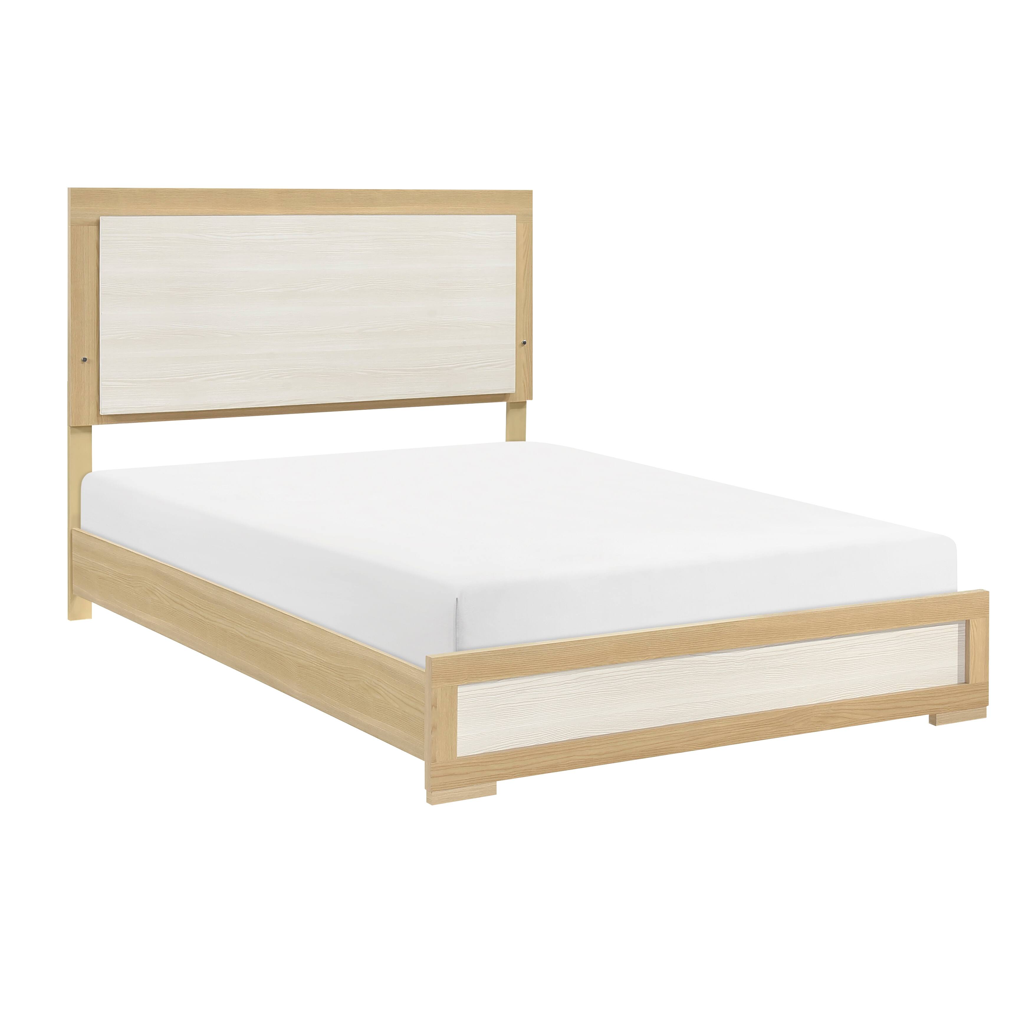 Alt View 1. APRILSOUL - Contemporary Natural and White Finish Queen Size Bed LED Panel Headboard Wooden Bedroom Furniture 1pc - Natural,White.