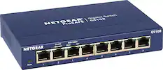 Front. NETGEAR - 8-Port 10/100/1000 Gigabit Ethernet Unmanaged Switch - Blue.
