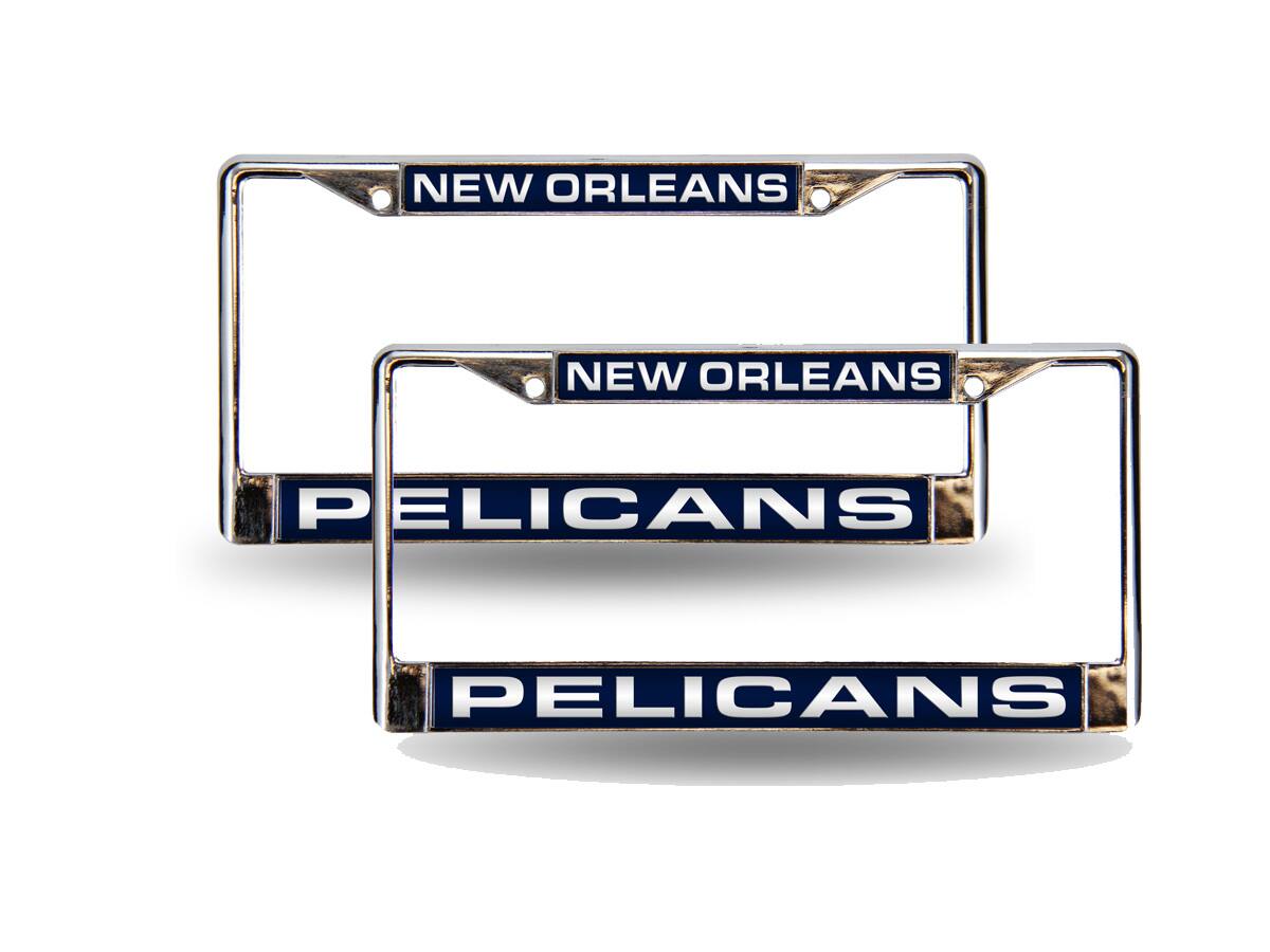 New Orleans Pelicans NBA Chrome Metal Laser License Plate Frame - Set of 2 Frames