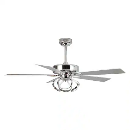 Front. Parrot Uncle - 52" Modern Chrome Integrated LED Ceiling Fan with Light and Remote - Chrome.