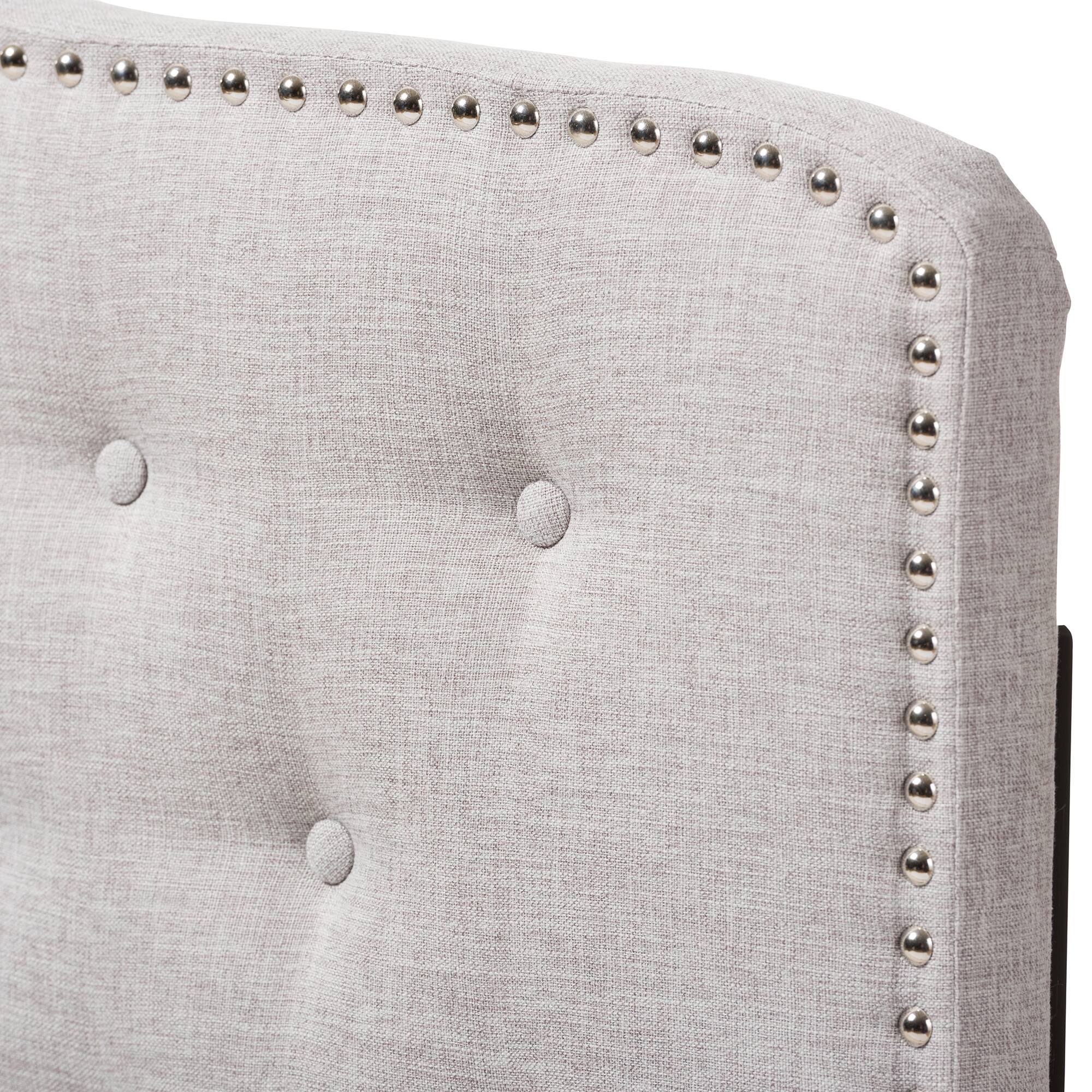 Left. Baxton Studio - Lucy Modern and Contemporary Fabric King Size Headboard - Greyish Beige.