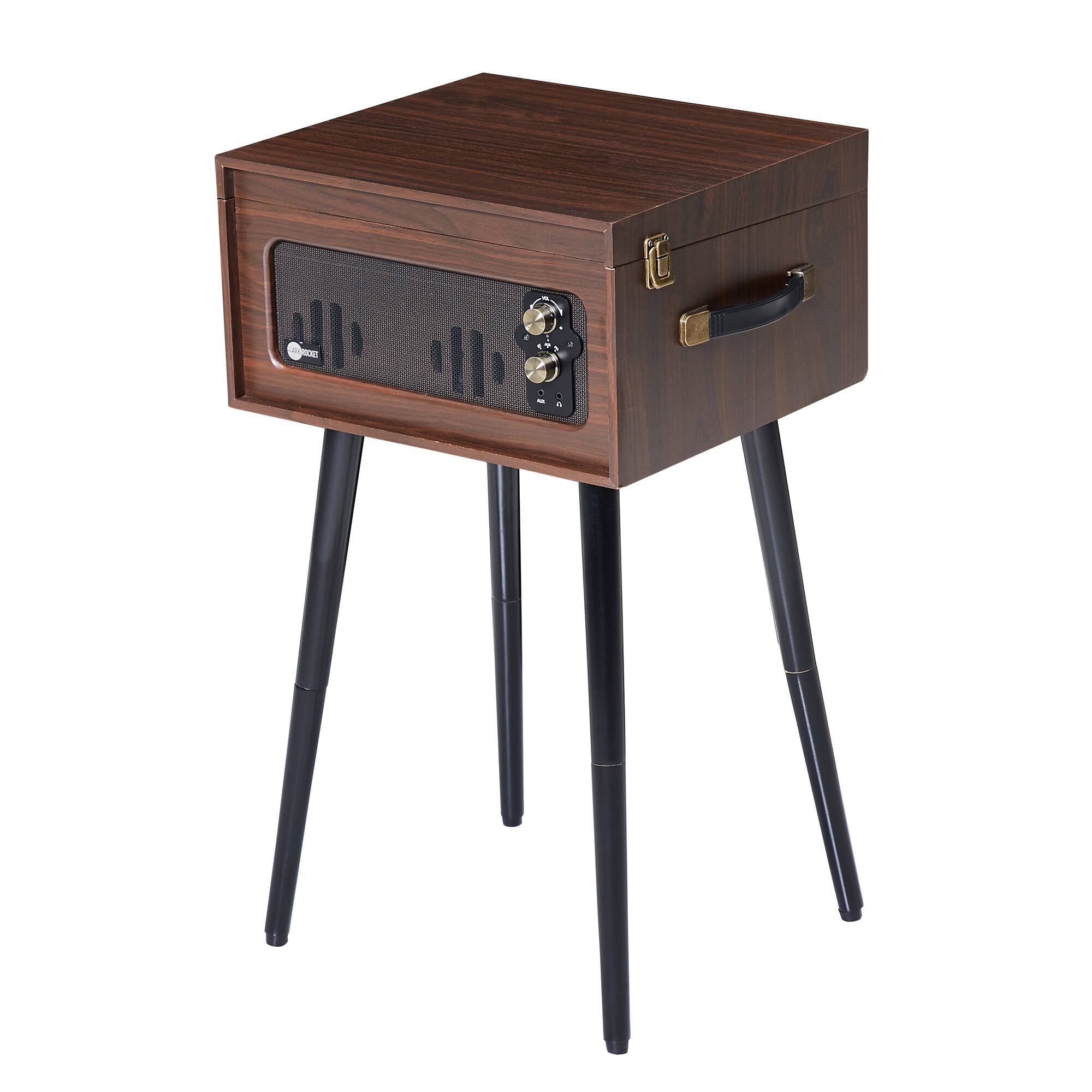 Left. Arkrocket - Arkrocket Discovery II 3-Speed Bluetooth Turntable with Speakers & Removable Legs – Espresso - Espresso.