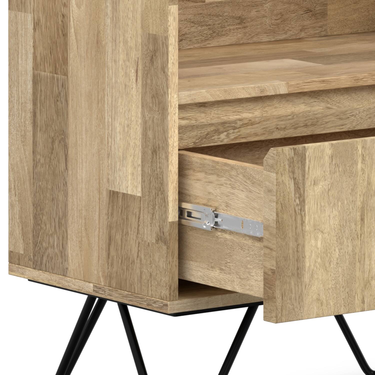 Alt View 5. Simpli Home - Hunter SOLID MANGO WOOD and Metal 64 inch x 24 inch Rectangle Modern Industrial Tall Bookcase in Natural - Natural.