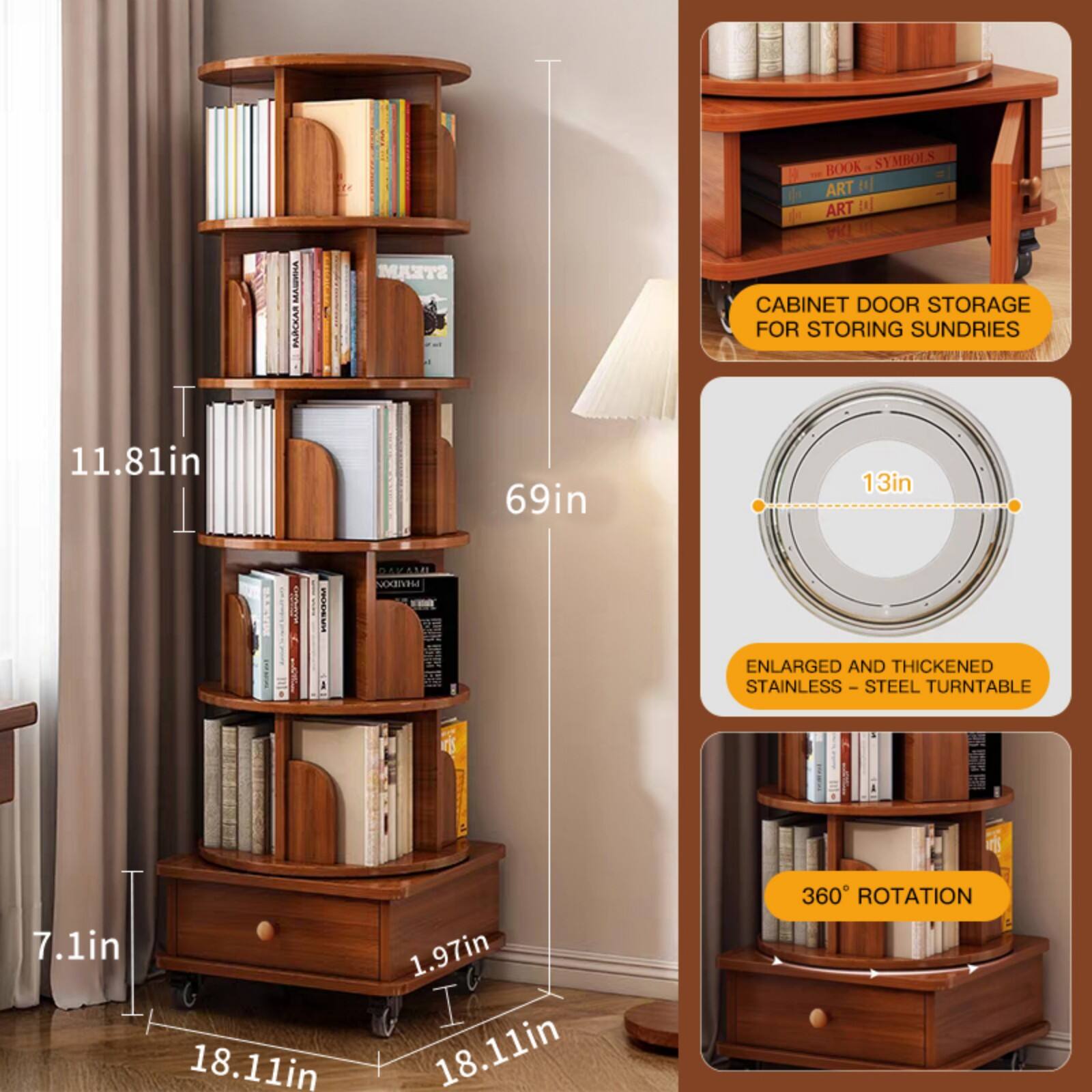 - BOOK SYMBOLS ART BA ART D0 V8I
- STEAM CABINET DOOR STORAGE FOR STORING SUNDRIES
- 11.81in 69in 13in
- VE DRVAIN MOETu
- ENLARGED AND THICKENED STAINLESS - STEEL
- TURNTABLE 7.1in 18.11in 1.97in
- 18.11in
- 360° ROTATION