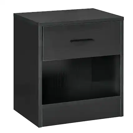 Front. Homcom - Side Table with Drawer and Storage Shelf, End Table for Living Room - Black.