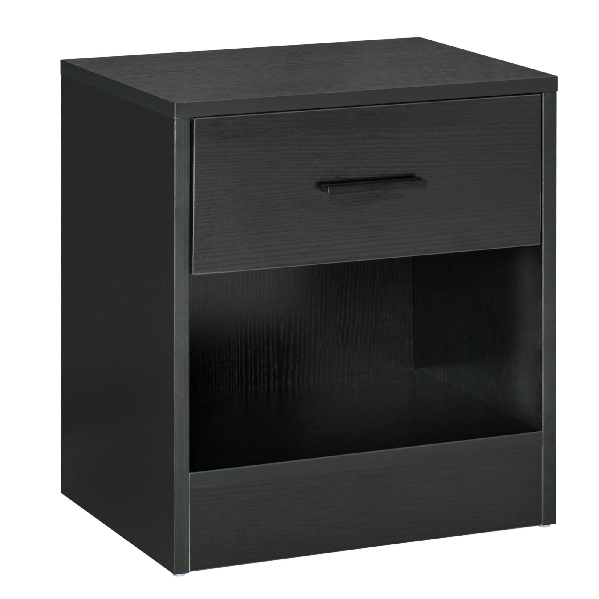 Homcom - Side Table with Drawer and Storage Shelf, End Table for Living Room - Black