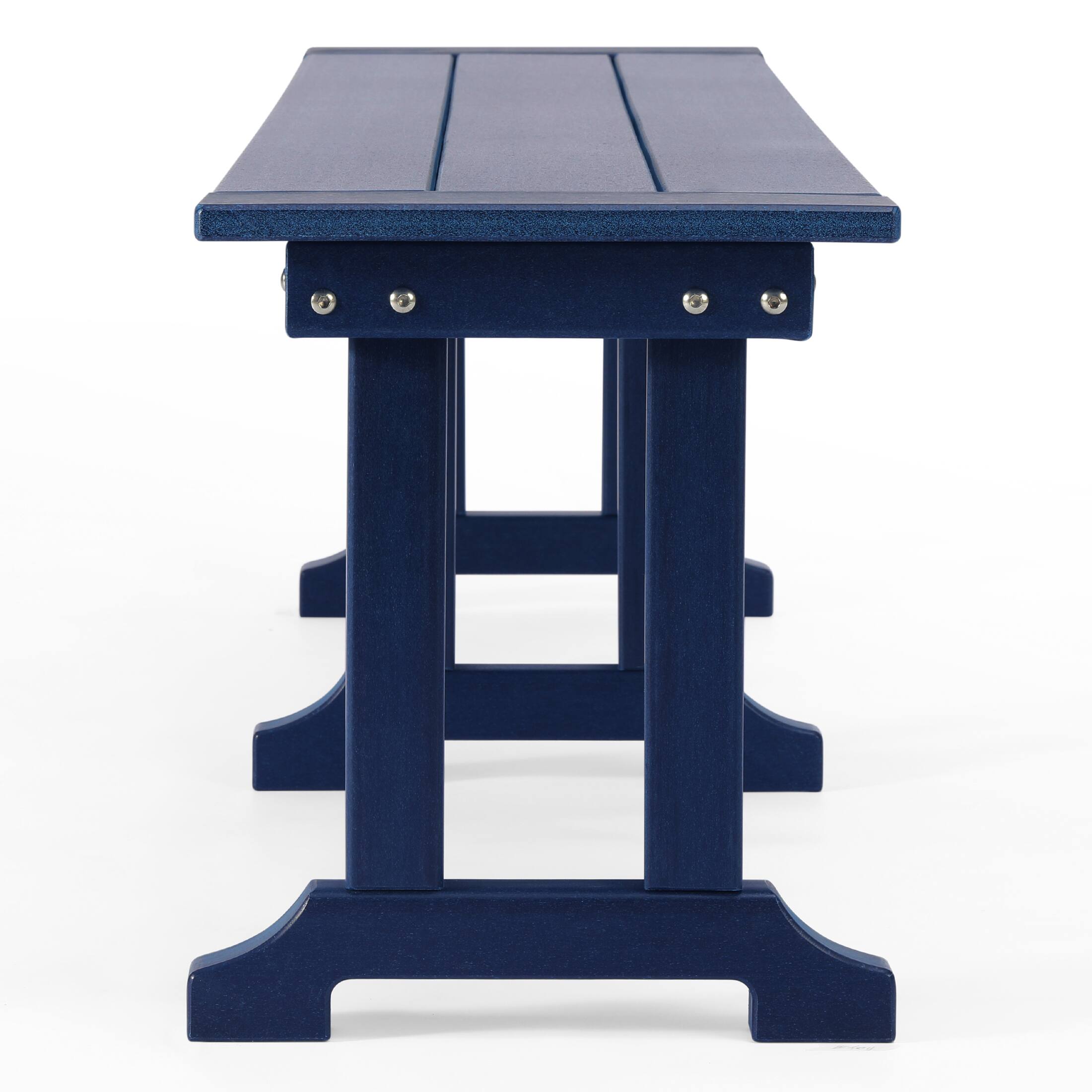 Left. WestinTrends - WestinTrends Malibu 65" Outdoor Patio Trestle Dining Bench - Navy Blue.