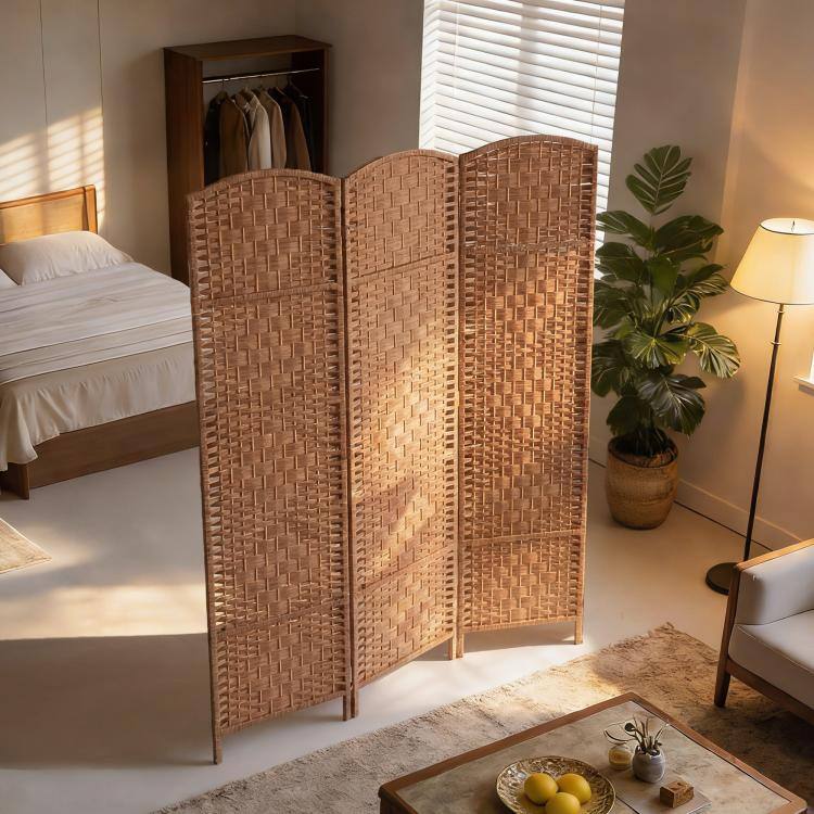 Alt View 7. PULUZ - 6' Tall Wicker Weave 3 Panel Room Divider Wall Divider - Natural.