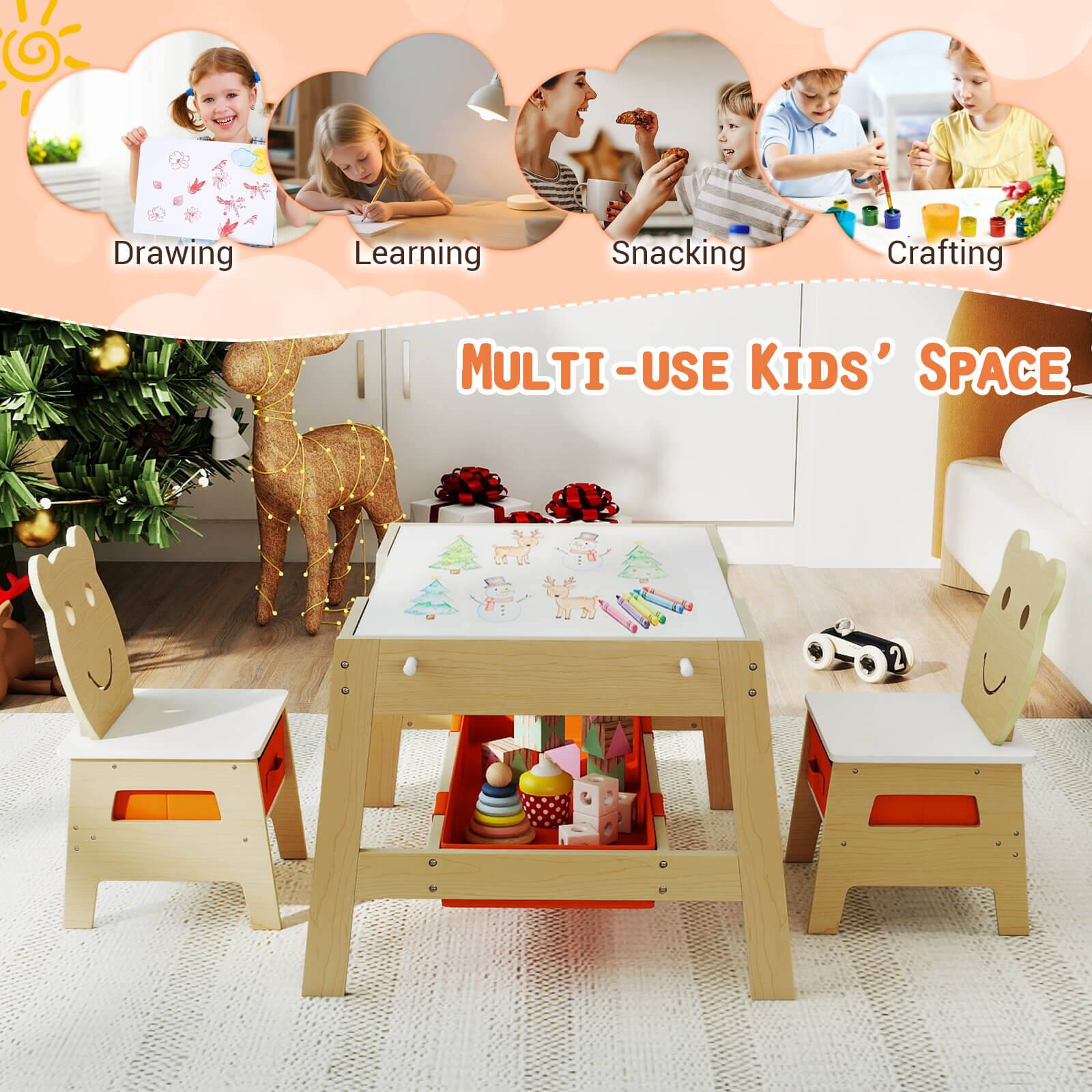 Drawing  
Learning  
Snacking  
Crafting  

MULTI-USE KIDS' SPACE