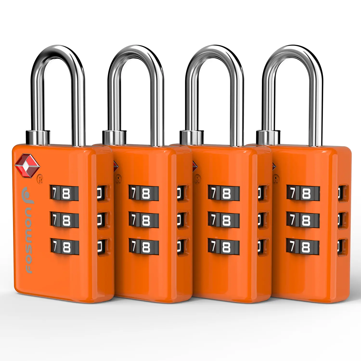 Fosmon - 4 Pack TSA Locks for Luggage, Padlock Combination Lock Easy to Set TSA Luggage Locks TSA Approved - Orange