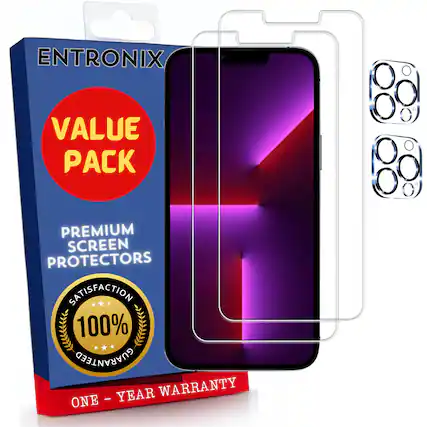 ENTRONIX
VALUE PACK
PREMIUM SCREEN PROTECTORS
SATISFACTION 100% GUARANTEED
ONE - YEAR WARRANTY