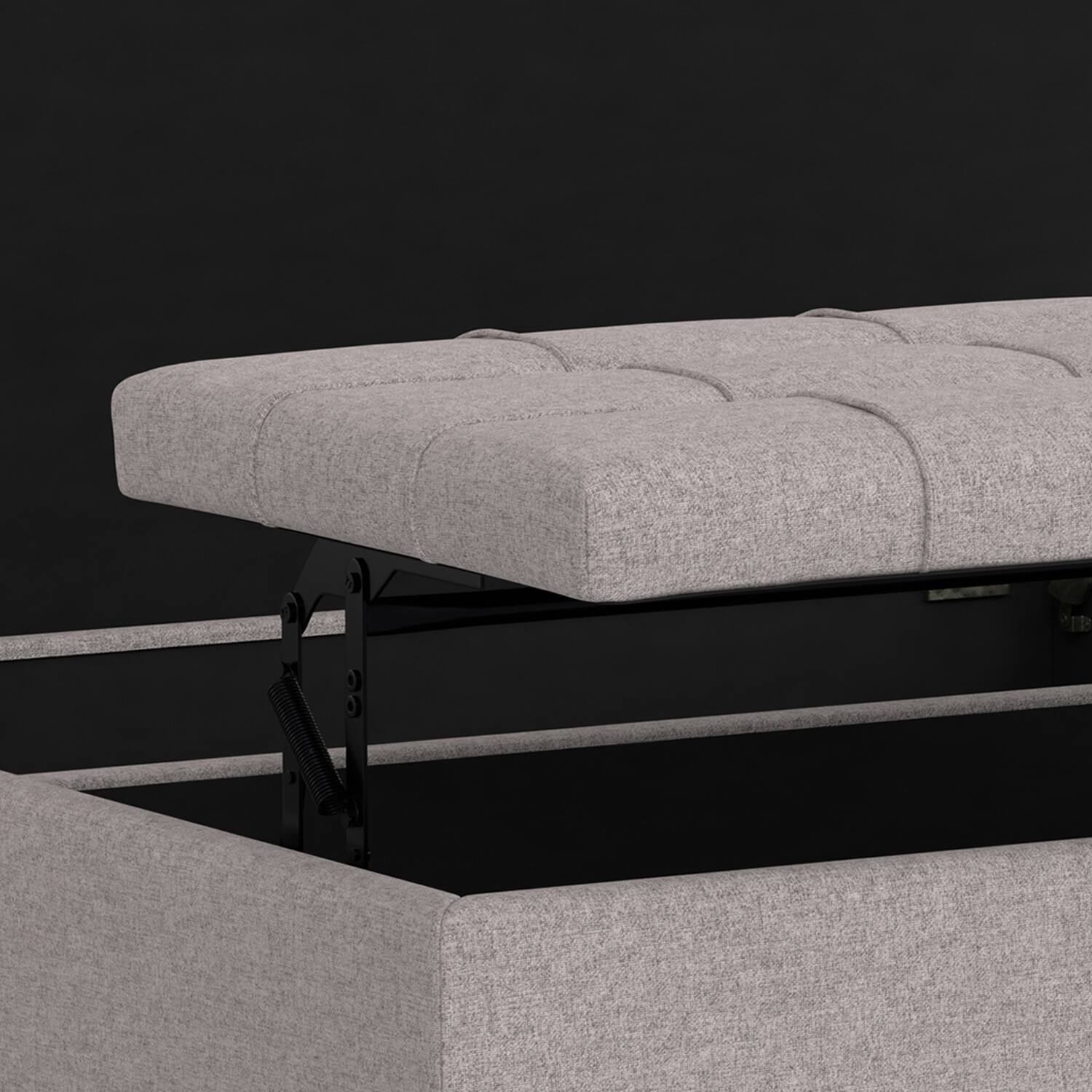 Alt View 14. Simpli Home - Harrison Large Square Coffee Table Storage Ottoman - Cloud Grey.