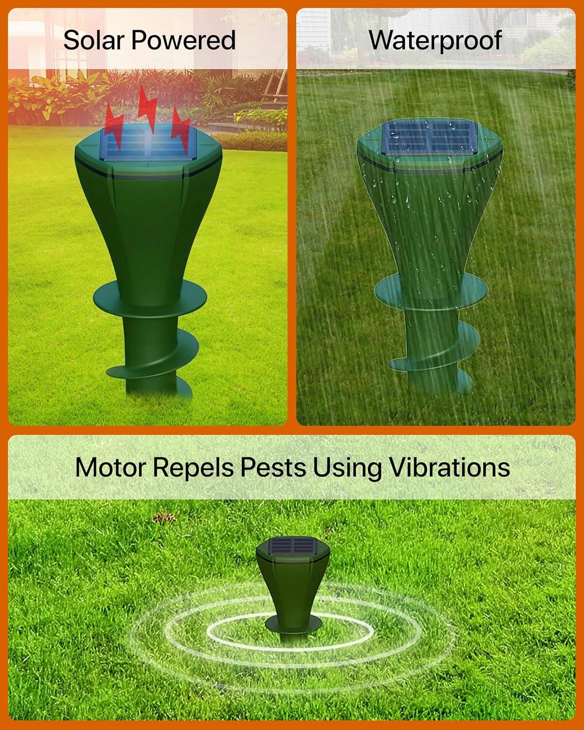 Solar Powered Waterproof Motor Repels Pests Using Vibrations