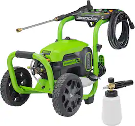 Greenworks - 3000 PSI Pressure Washer (2.0 GPM Max) with Foam Cannon - Powerful Enough to Remove Pesky Dirt - Green