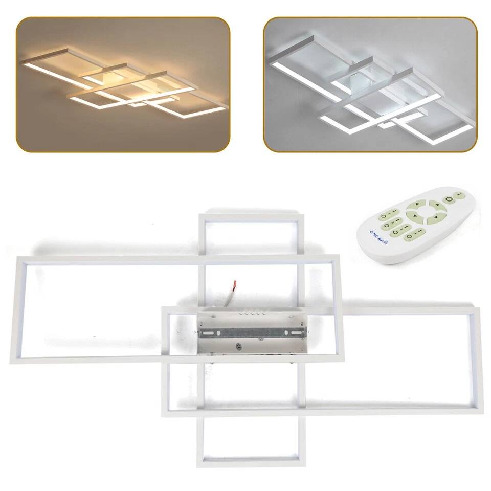 Alt View 1. Home Collection - Modern Acrylic LED Ceiling Light 95W Square Flush Mount Chandelier with Remote.