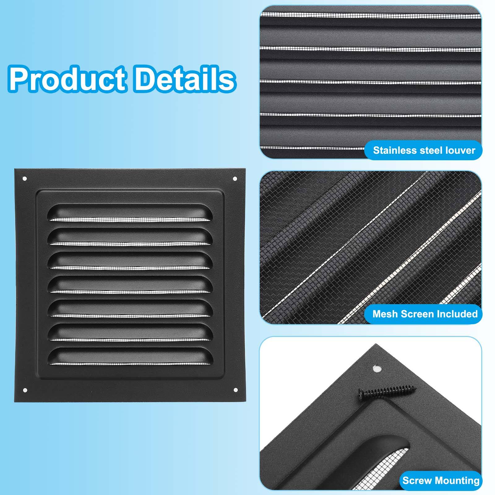Product Details

- Stainless steel louver
- Mesh Screen Included
- Screw Mounting