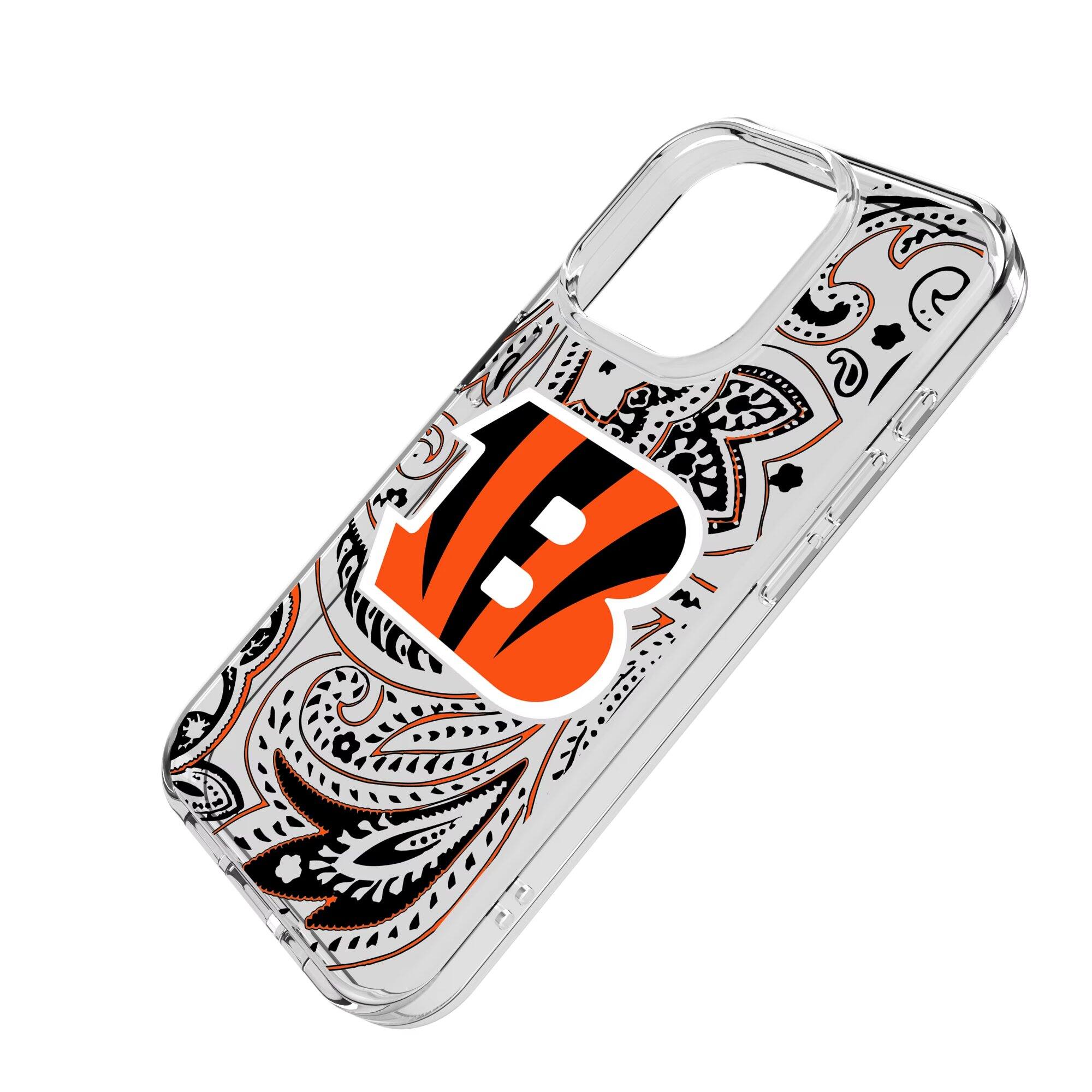 Alt View 1. Keyscaper - Cincinnati Bengals iPhone Clear Paisley Design Case - 16e - Multicolor.