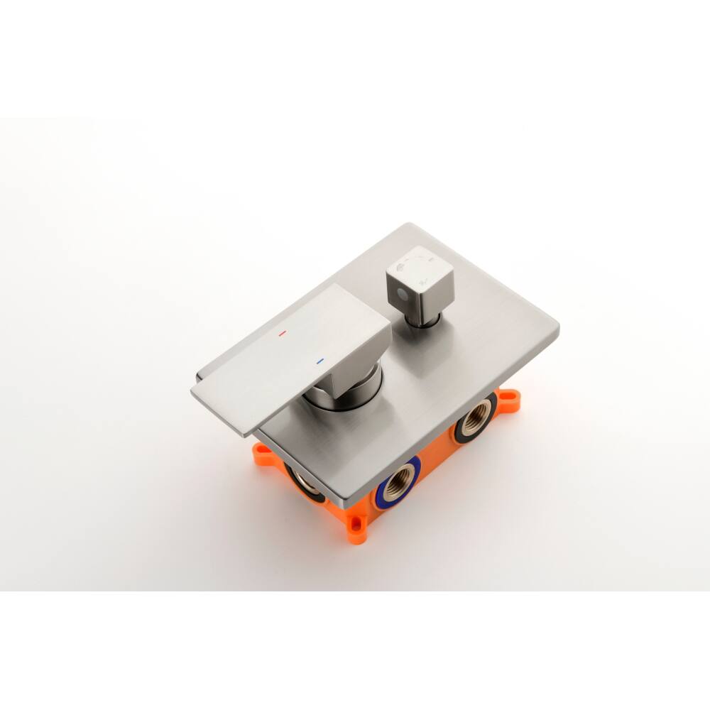 Alt View 2. JUJABU - Brushed Nickel Shower System with Shower Head, Slide Bar, Bodysprays, Shower Arm, Hose, Valve Trim, and Lever Handles - Brushed Nickel.