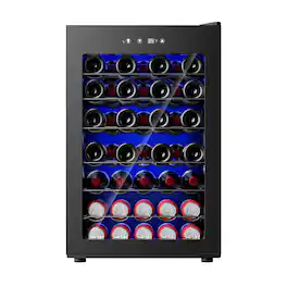 SIMZLIFE - 45 Bottle Wine Cooler Refrigerator,Built-in Wine Fridge with Stainless Steel Glass Door,Ideal for Home, Kitchen & Office - Black