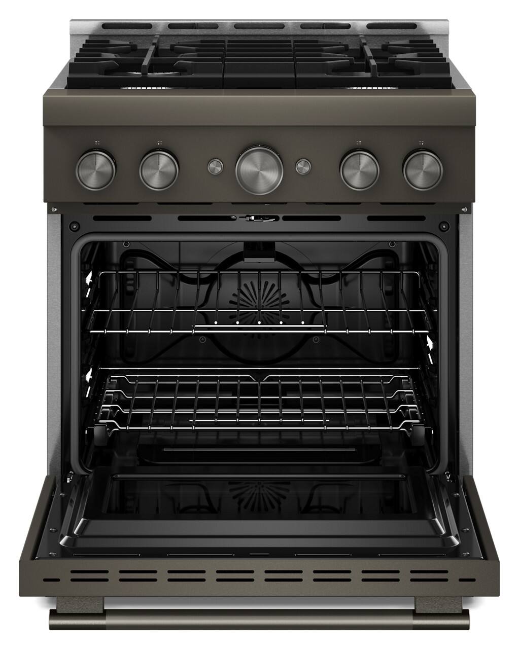 Alt View 2. KitchenAid - 4.1 Cu. Ft Commercial Gas Range with No Preheat Air Fry Mode and 4 Burner - Black Ore.