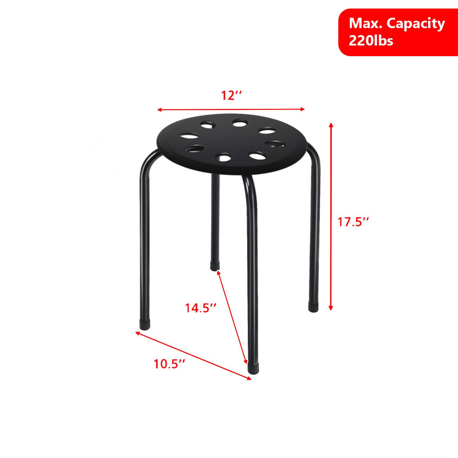 Max. Capacity 220lbs  
12"  
17.5"  
14.5"  
10.5"