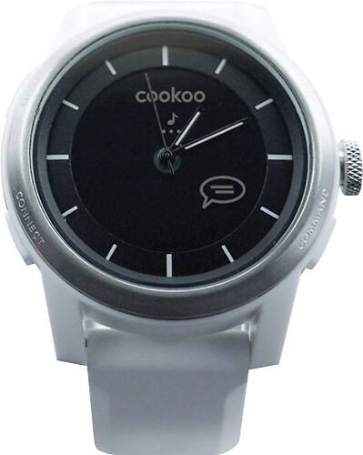 Front Standard. COOKOO - Bluetooth Watch for Apple® iPad®, iPhone® and iPod® touch - Silver-on-White.