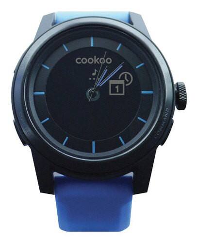 Front Standard. COOKOO - Bluetooth Watch for Apple® iPad®, iPhone® and iPod® touch - Black-on-Blue.
