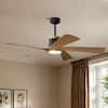 Front. Siljoy - 52" Modern Indoor Ceiling Fan with LED Light, 5 Reversible Blades, 6-Speed DC Motor, Remote Control and Timer Function - Natural Oak.