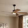 Siljoy - 52-inch Farmhouse Ceiling Fan with LED Light 5 Reversible Wood Blades Remote Control for Living Room Bedroom Foyer - Natural Oak