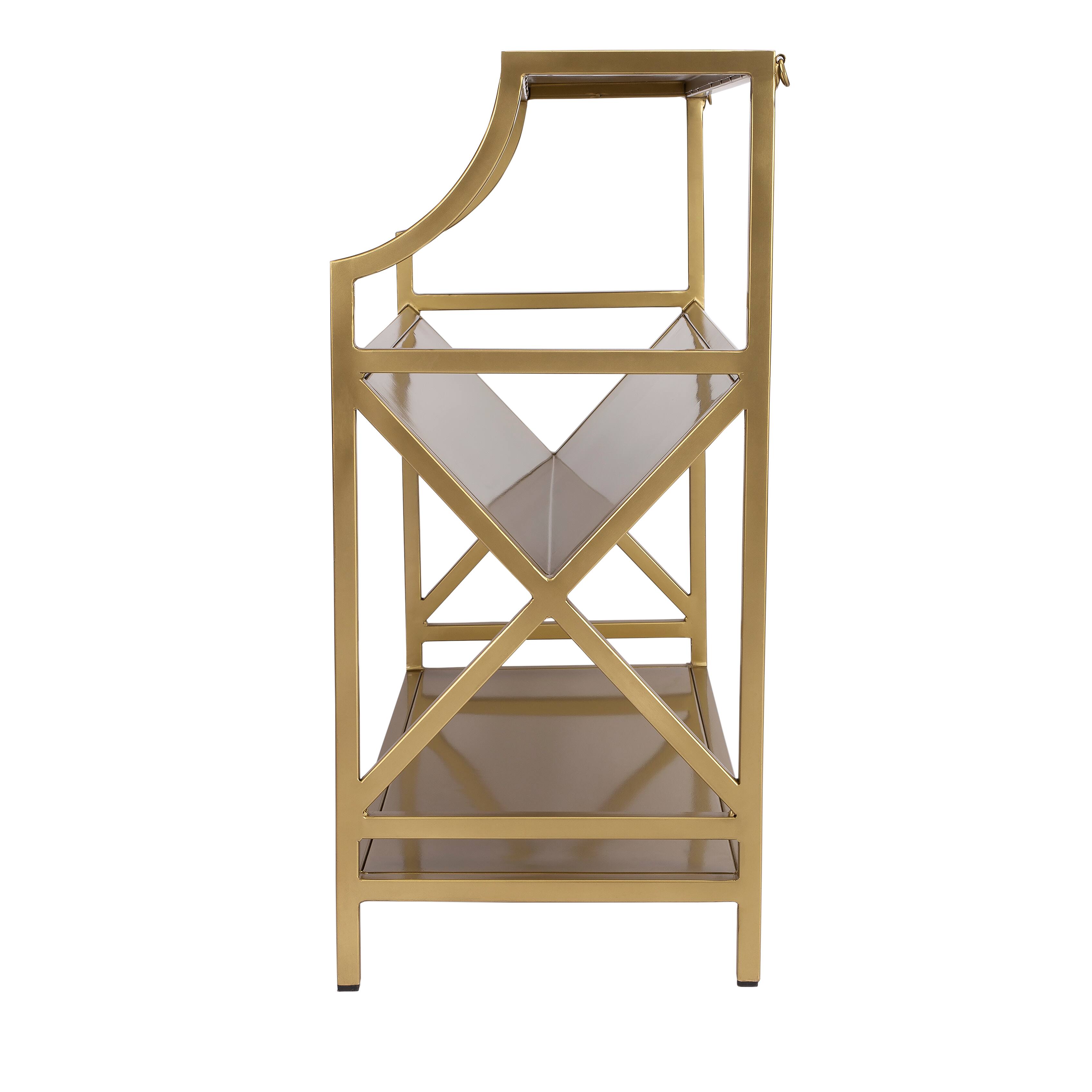 Alt View 4. Butler Specialty - Keats 36 in. W Rectangular Iron 2-Tier Library Bookcase - Gold.