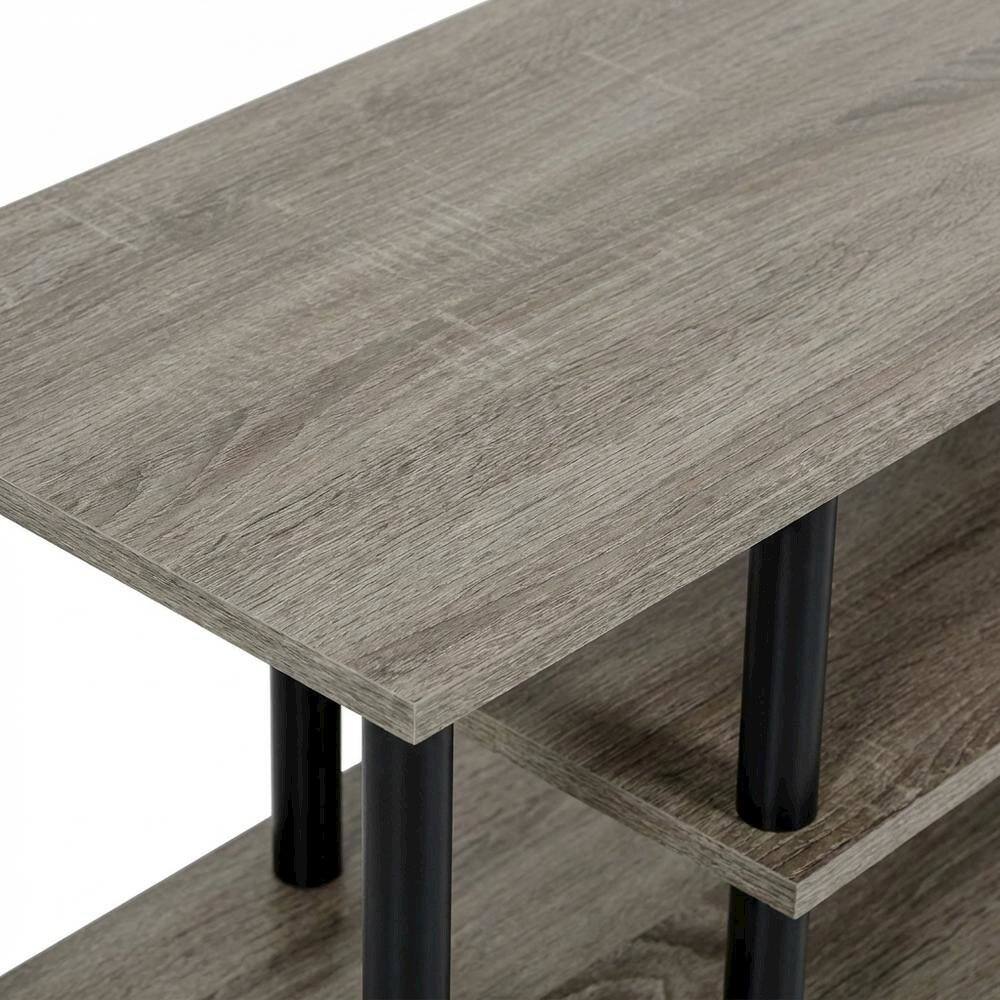 Alt View 4. FurniFact - French Oak Grey TV Stand with 3 Tiers and No Tools Assembly - Gray.