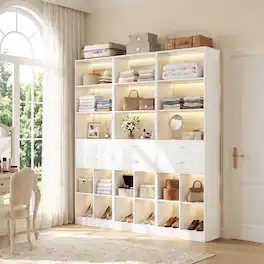 Aheaplus - 22" 3-Piece Floor-Standing Closet System with Adjustable Shelves & Smooth-Glide Drawers,Ships in 3 packages - White