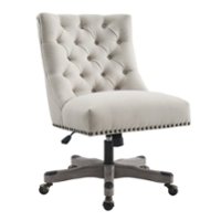 Linon Home Décor - Ellas Plush Button-Tufted Office Chair With LiveSmart Performance Fabric - Shell - Front_Zoom