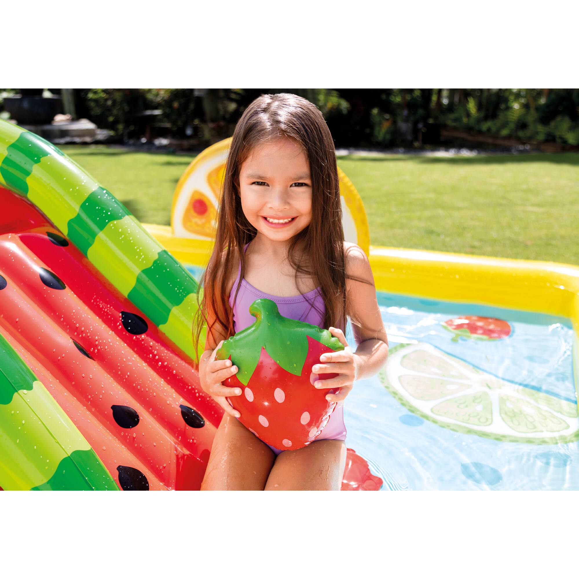 Alt View Zoom 19. Intex - Fun 'N Fruity Outdoor Inflatable Kiddie Pool Play Center with Water Slide - Multi.