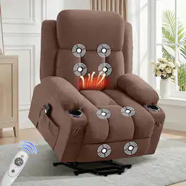 Ropilly - Power Lift Recliner Chair, Electric Massage Chair for Elderly with Heat - Brown